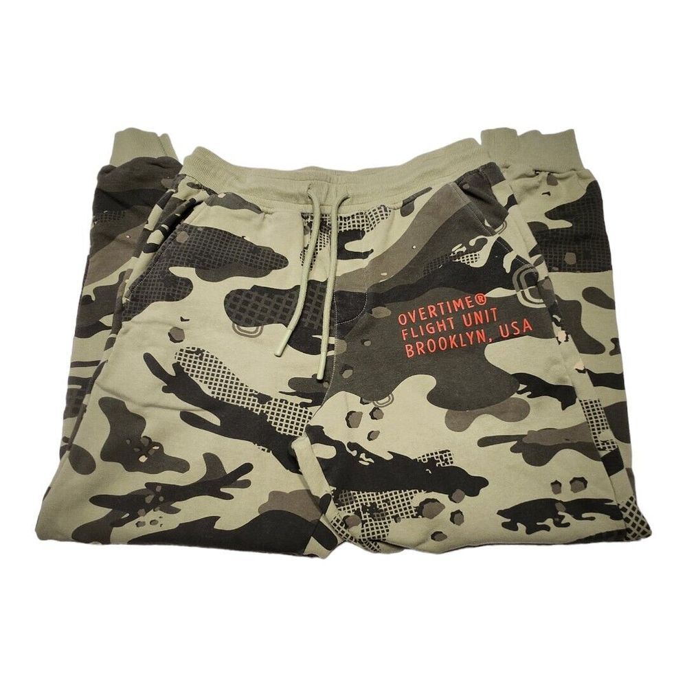 NWOT OVERTIME Men's Flight Unit Drawstring Joggers Camo Green Size Small
